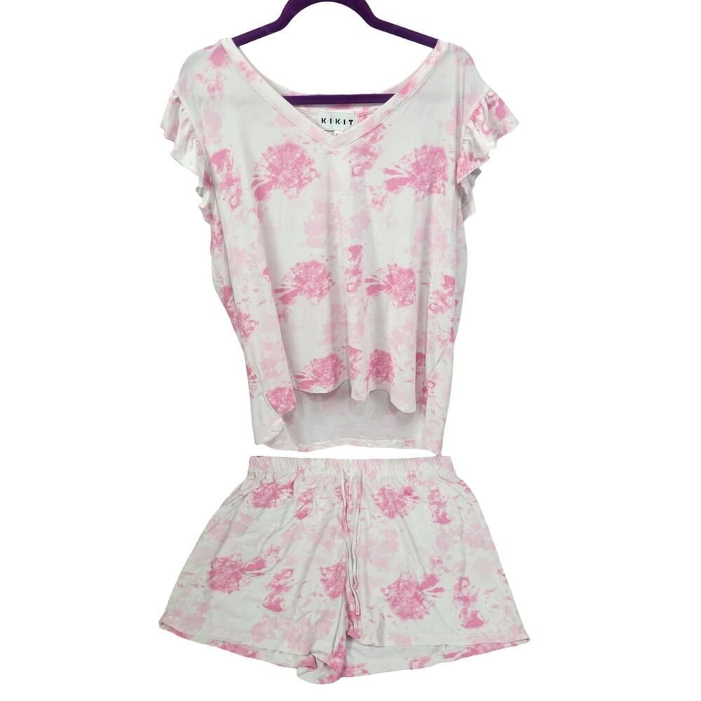 K.I.K.I.T 2-Piece Pink Tie-Dye Sleepwear Set Women's Plus Size‎ 2X